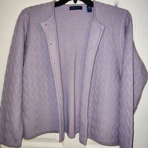 Karen Scott 100% Wool Long Lavender Cardigan Sweater large